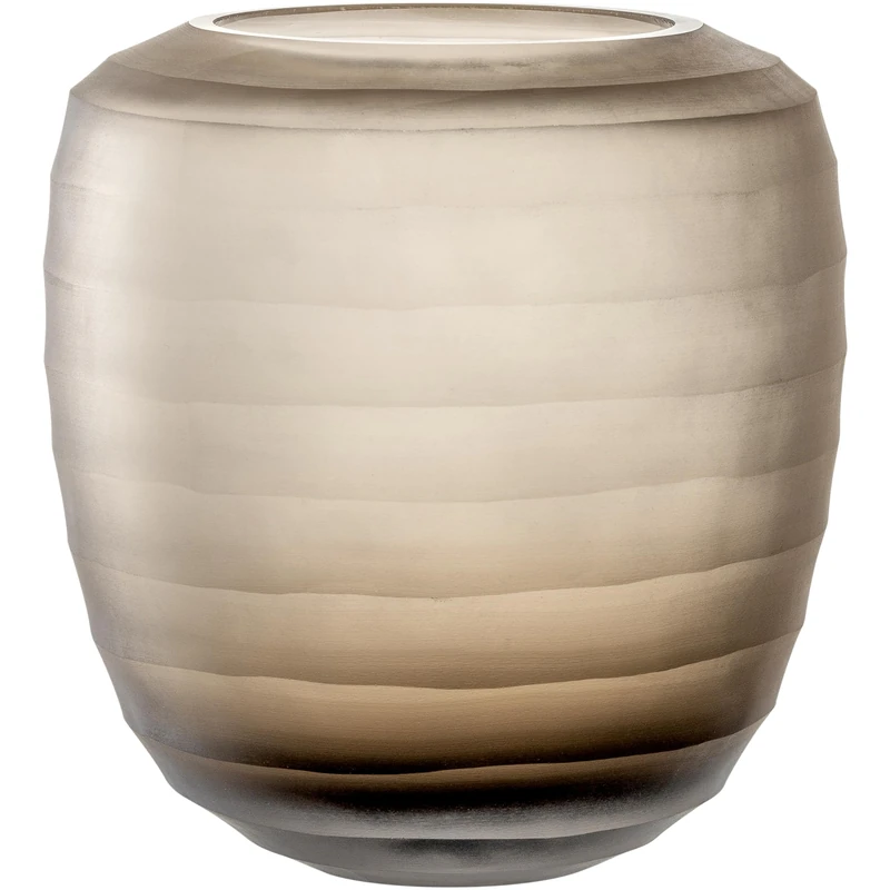 Leonardo Bellagio 036451 Flower Vase - Coloured Vase Made Glass with Relief Exterior - Handmade - Height 19 cm, Diameter 16.5 cm - Beige