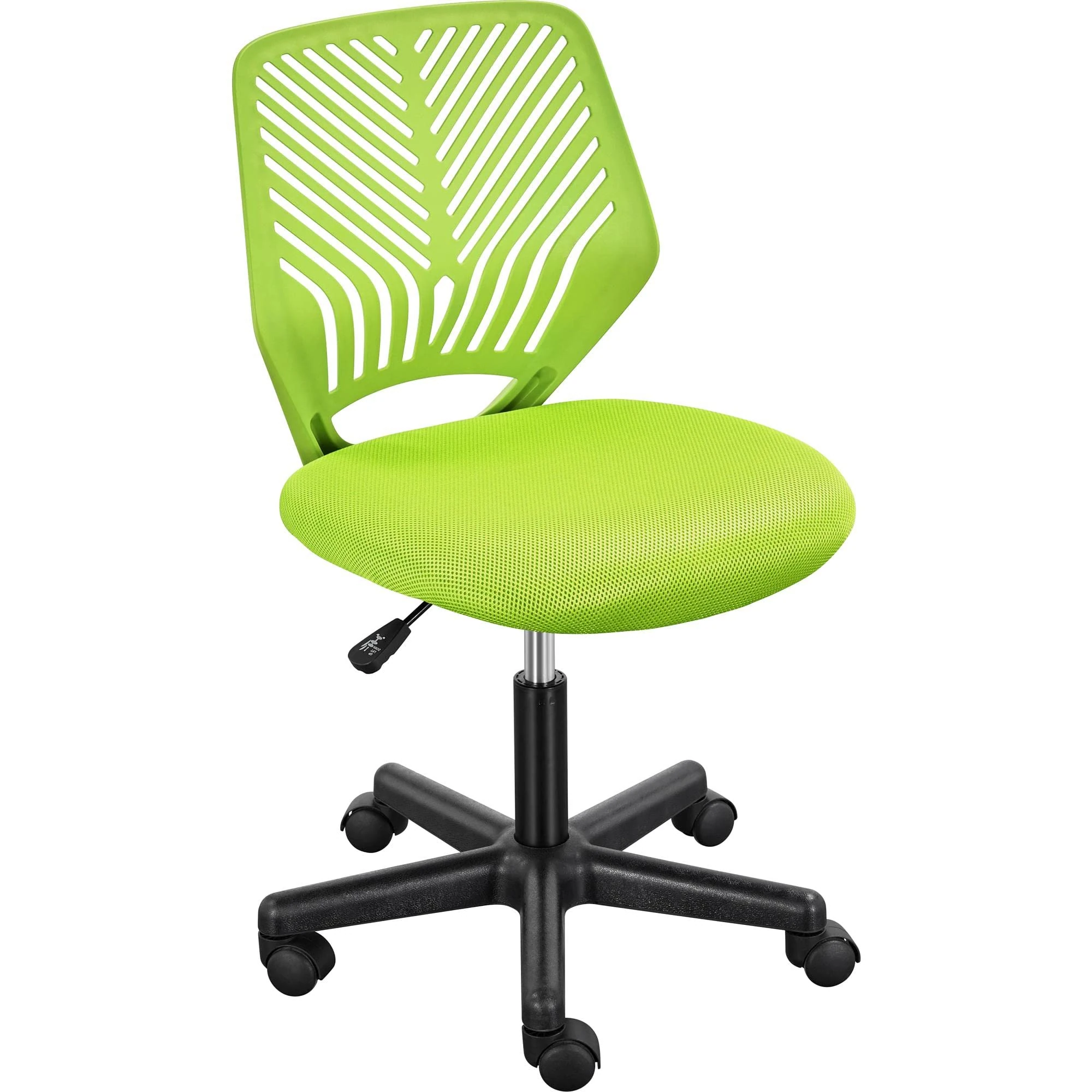 Yaheetech Adjustable Computer Armless Swivel Chair with Rolling Wheels and Lumbar Support for Home Office Study and Work, Green