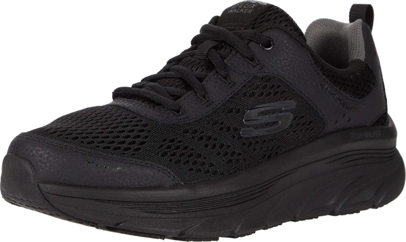Skechers Men's Dlux Walker Orford Slip in, Black/Black, 8.5