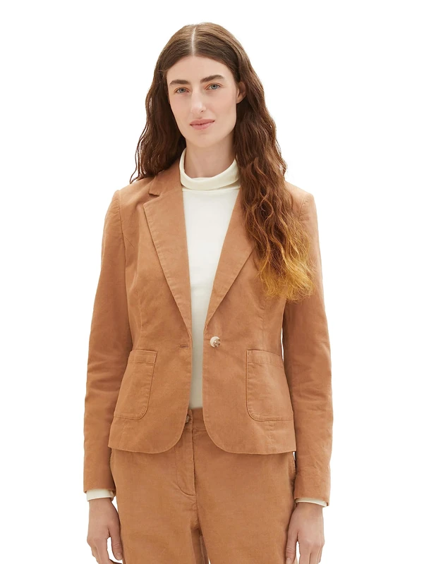 TOM TAILOR Women's Corduroy Blazer with Chest Pockets, 32171 - Blush Mahogany, 18