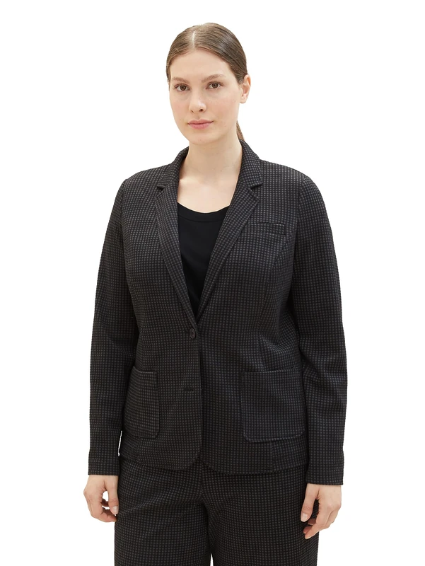 TOM TAILOR Women's 1038801 Plussize Blazer, 33237-Grey Black Tiny Ck Check, 22