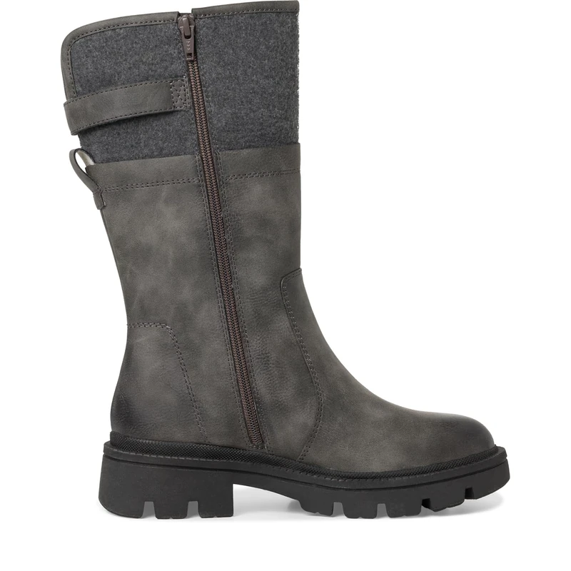 Jana Women’s Boots Flat Faux Leather with Buckle Wide H Extra Width, Graphite, 5 UK