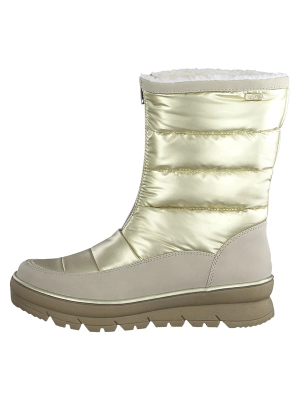 Jana Women’s Winter Boots Flat with Zip Lined Wide H Extra Width, Gold Comb, 4 UK