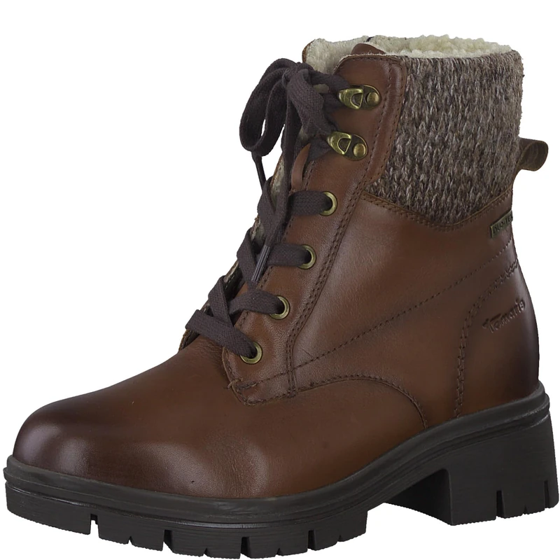 Tamaris Comfort Women’s Lace-Up Ankle Boots Warm Lined Low Heel Comfort Fit , Chestnut, 6 UK