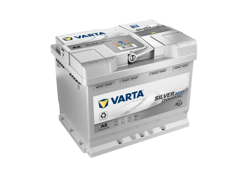 VARTA Silver Dynamic AGM Battery A8 - Start-Stop and xEV Car Battery 12V 60Ah 680A - Starter Battery for Cars with High Energy Requirements