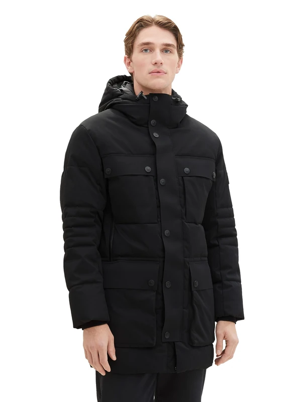 TOM TAILOR Men's 1037359 Parka, 29999-Black, L