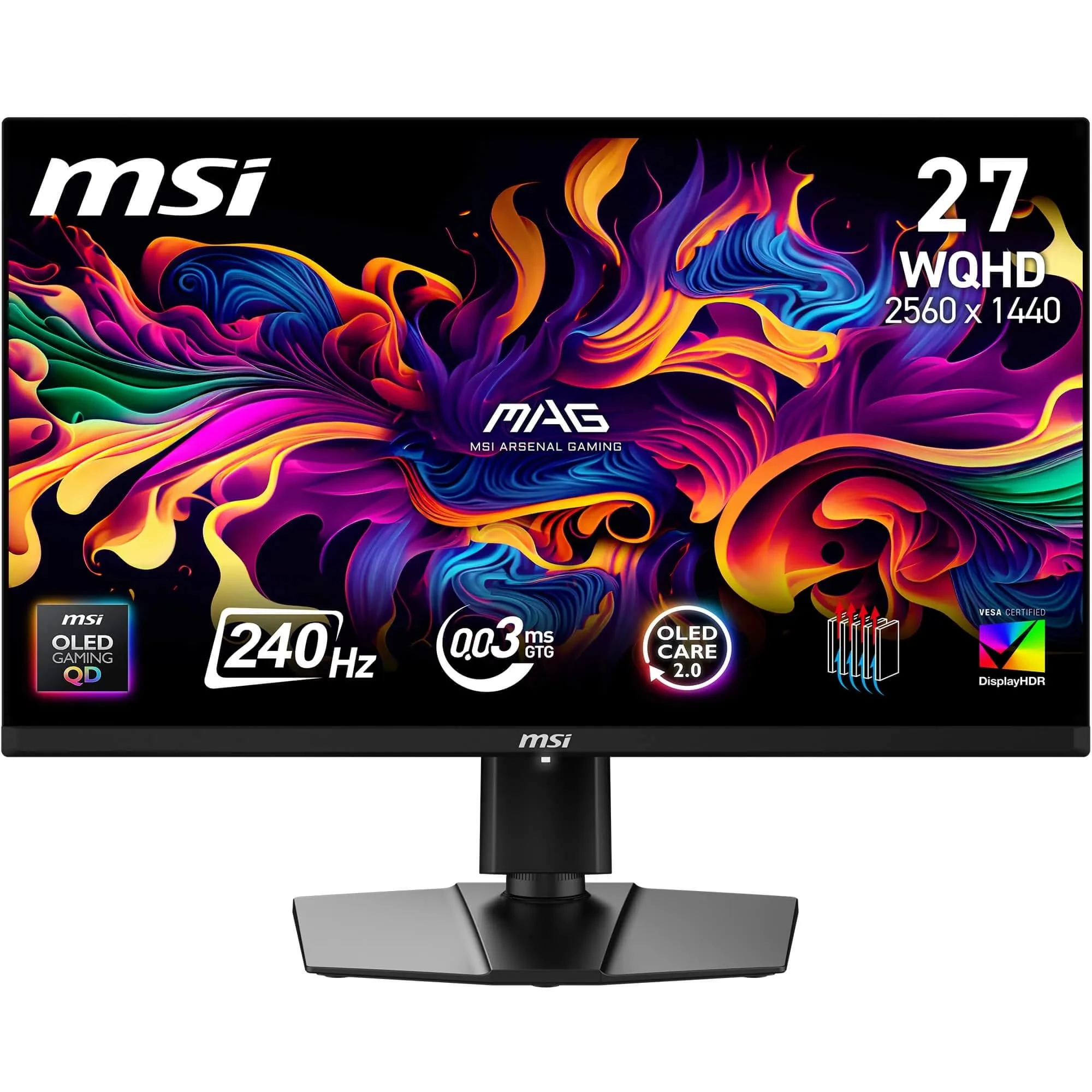 MSI MAG 271P QD-OLED X24 Gaming Screen 26.5 Inch WQHD – Quantum Dot OLED Panel 2560 x 1440, 240Hz/0.03ms, 99% DCI-P3, ΔE≤2, DisplayHDR True Black 400 – DP 1.4a, HDMI 2.1