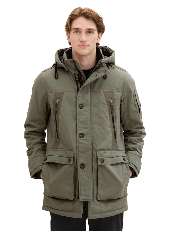 TOM TAILOR Men's 1037358 Parka, 32097 Smokey Olive Green, XL