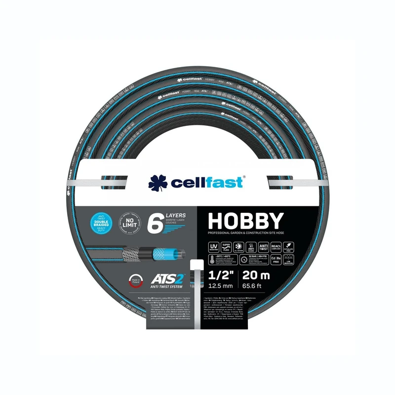Cellfast HOBBY Garden Hose - 1/2 inch, 20m, 6-Layer Flexible