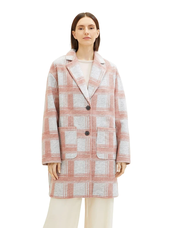 TOM TAILOR Women's 1038679 Plaid Coat, 33772-Rose Grey Check, XXL