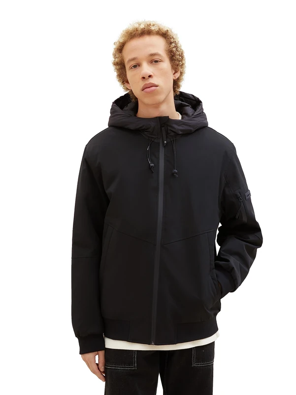 TOM TAILOR Denim Men's 1037492 Hooded Softshell Jacket, 29999-black, XL