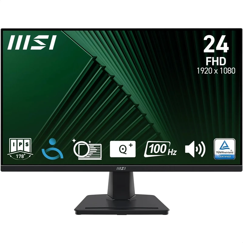 MSI PRO MP245G 23.8 Inch Full HD Office Monitor - 1920 x 1080 IPS Panel, 100 Hz, Eye-Friendly Screen, VESA Mountable, Display Kit Support, Tilt Adjustable - HDMI, DisplayPort, D-Sub (VGA)