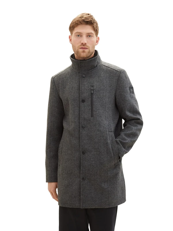 TOM TAILOR Men's 1037362 Wool Blend Herringbone Coat - XXL
