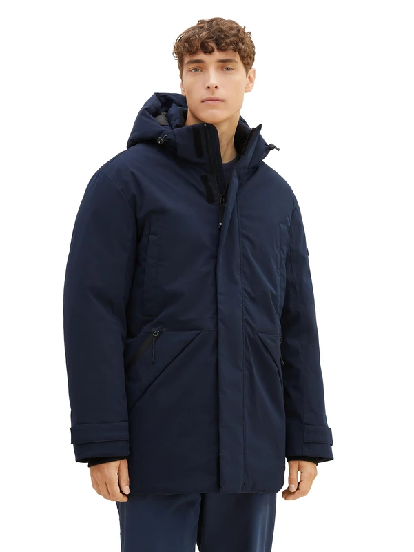 TOM TAILOR Denim Men's Arctic Winter Paka with Removable Hood, 10668-sky Captain Blue, XL