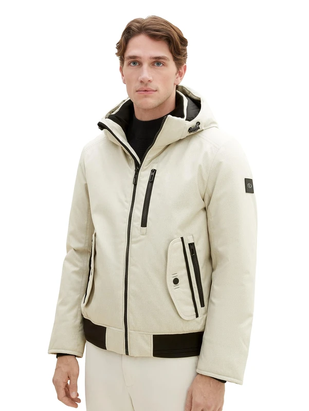 TOM TAILOR Men's 1037343 Blouson Winter Jacket with Removable Hood, 26199-beige Alfalfa, XXL