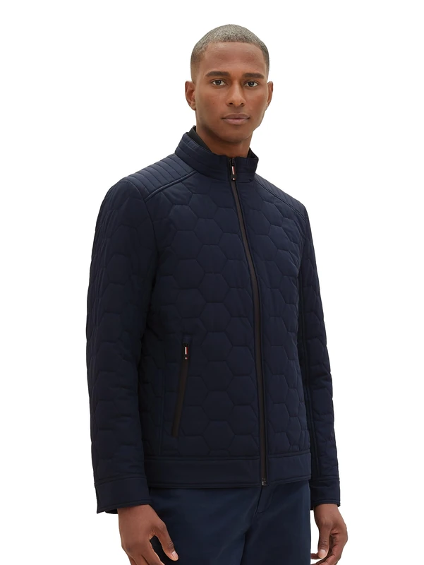 TOM TAILOR Men's Quilted Jacket with Stand-Up Collar in Biker Style, 10668-sky Captain Blue, XXL