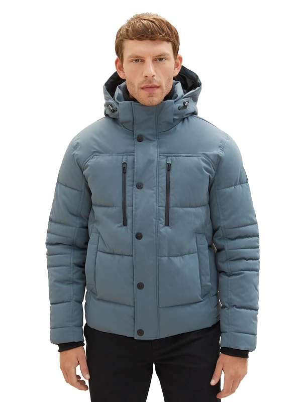 TOM TAILOR Men's Winter Jacket with Removable Hood, 32506 - Dusty Dark Teal, XL