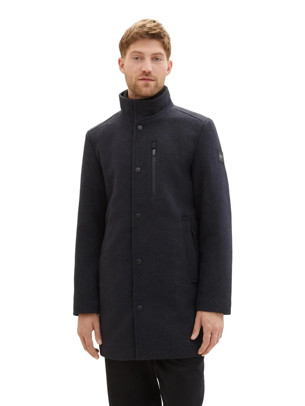 TOM TAILOR Men's 2-in-1 Wool Coat with Integrated Inner Jacket, 24258-navy Blue Structure, XL