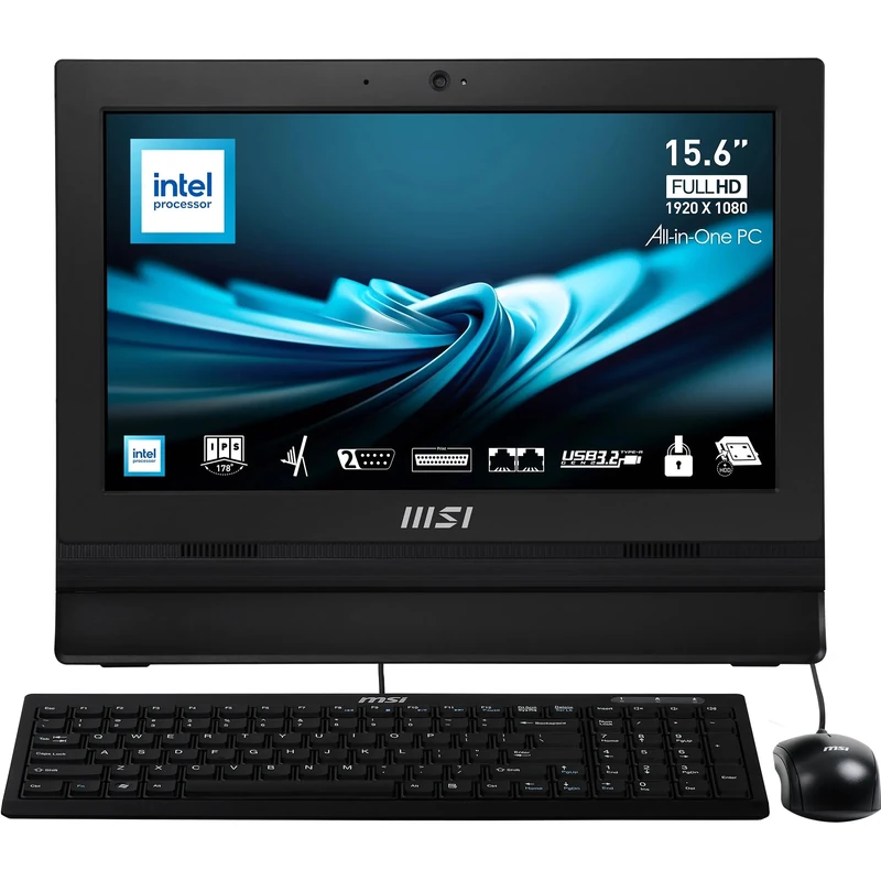 MSI Pro AP162T ADL-025XFR Intel® N N100 39,6 cm (15.6") 1920 x 1080 pixels Écran tactile PC All-in-One 4 Go DDR4-SDRAM 256 Go SSD Wi-Fi 6 (802.11ax) Noir