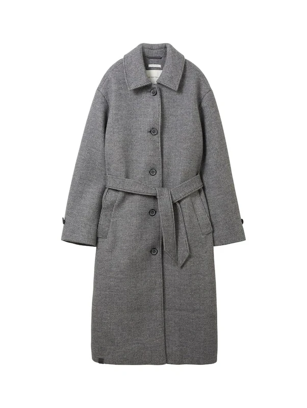 TOM TAILOR Women's Coat with Tie Belt, 33761 - Dark Grey Melange, L