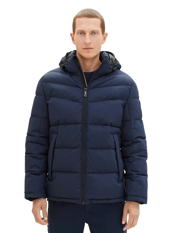 TOM TAILOR Men's Puffer Jacket with Hood, 10668-sky Captain Blue, XXL