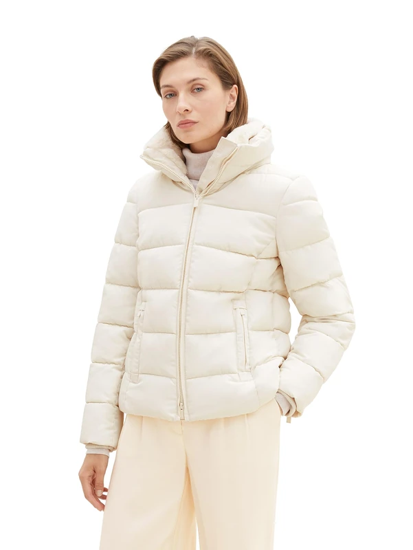 TOM TAILOR Women's Quilted Jacket with Stand-Up Collar, 27469 - Smooth Light Sand, 3XL