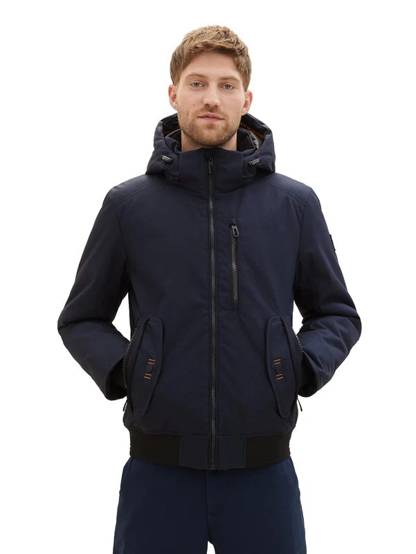 TOM TAILOR Men's 1037343 Blouson Winter Jacket with Removable Hood, 10668-Sky Captain Blue, M
