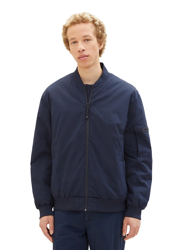 TOM TAILOR Denim Men's College Bomber Jacket with Water Resistant Function, 10668-sky Captain Blue, M