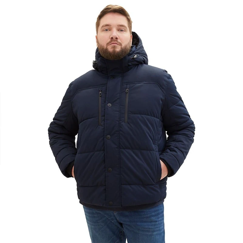 TOM TAILOR Men's Winter Jacket with Removable Hood, 10668-sky Captain Blue, XXXL