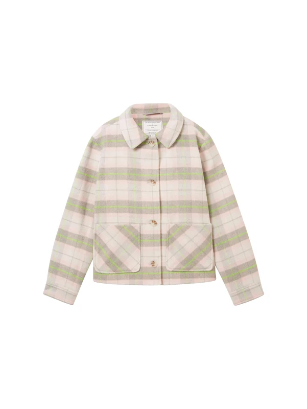 TOM TAILOR Girl's Overshirt Jacket Pattern, 32535-light Grey Rose Check, 8 Years - Image 1