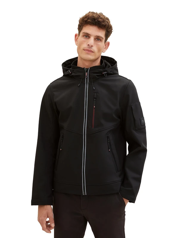 TOM TAILOR Mens Soft Shell Jacket with Fleece Lining, 29999 - Black, M
