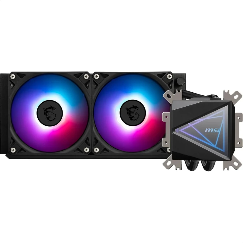 MSI MAG CORELIQUID I240 AIO CPU Liquid Cooler - Enlarged Copper Cold Plate, ARGB Blockhead & LDB Fans, Dual-Chamber Water Block, Split-Flow Radiator, Mystic Light Supported - Intel & AMD Compatible