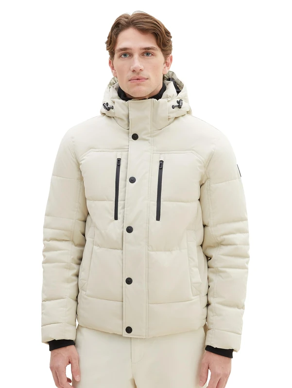 TOM TAILOR Men's Winter Jacket with Removable Hood, 26199 – Beige Alfalfa, XXL