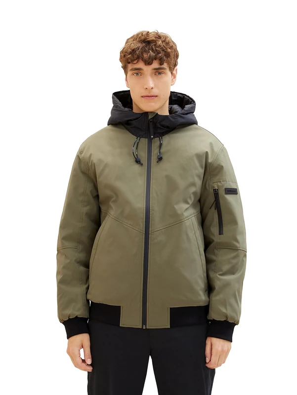 TOM TAILOR Denim Men's 1037492 Hooded Softshell Jacket, 10415-dusty Olive Green, S