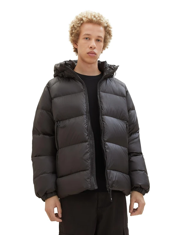 Tom Tailor Denim Men's Relaxed Fit Puffer Jacket - Black, L - Image 1