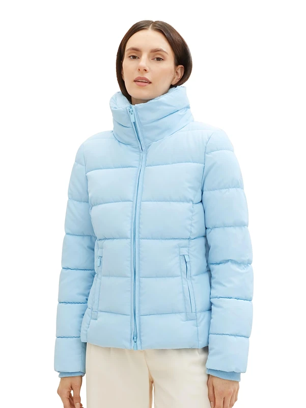 TOM TAILOR Women's Quilted Jacket with Stand-Up Collar, 33749 - Light Cloudy Blue, XS