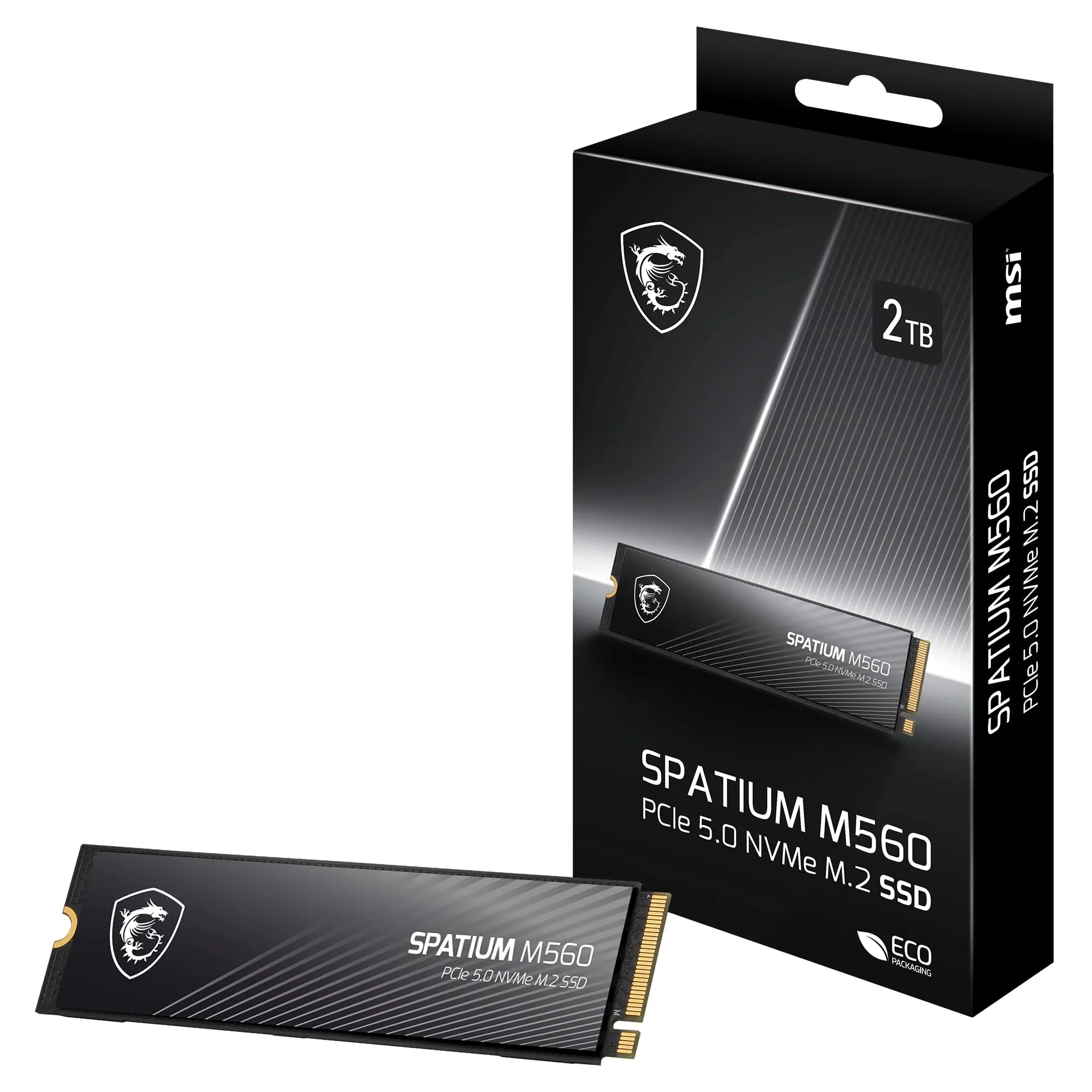 MSI SPATIUM M560 SSD 2TB - PCIe 5.0 NVMe M.2 Internal Solid State Drive, 10,300MB/s Read & 8,700MB/s Write, 3D NAND, Built-In Data Security, Center - 5 Year Warranty (1200 TBW)