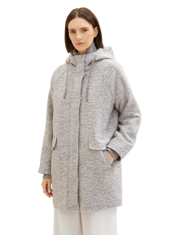 TOM TAILOR Women's Coat with Hood, 30285-grey Structure, XXXL