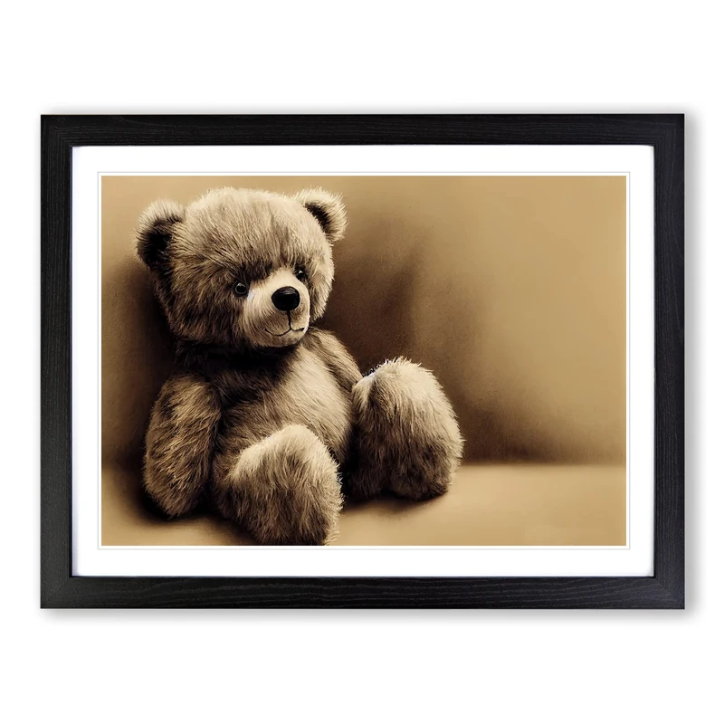 Sensational Teddy Bear Framed Print | A2 Black Framed Wall Art | Ready to Hang | Modern Animal Picture | Living Room Bedroom Lounge Office