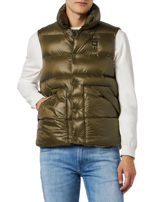 Blauer Men's Sleeveless Padded Wadding Vest Down Jacket, 659tt Dark Olive Int. Biscuit, S