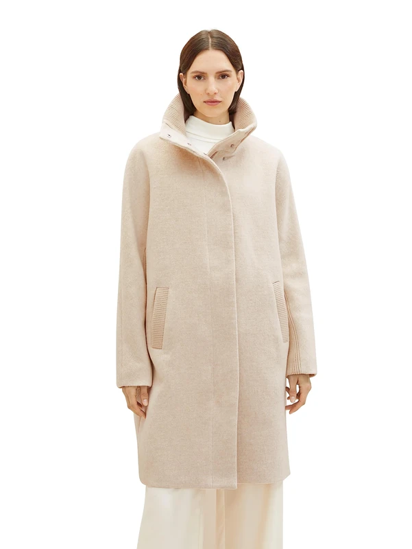 TOM TAILOR Women's 1038678 Coat with Stand-up Collar, 33755-Bisque Melange, 3XL