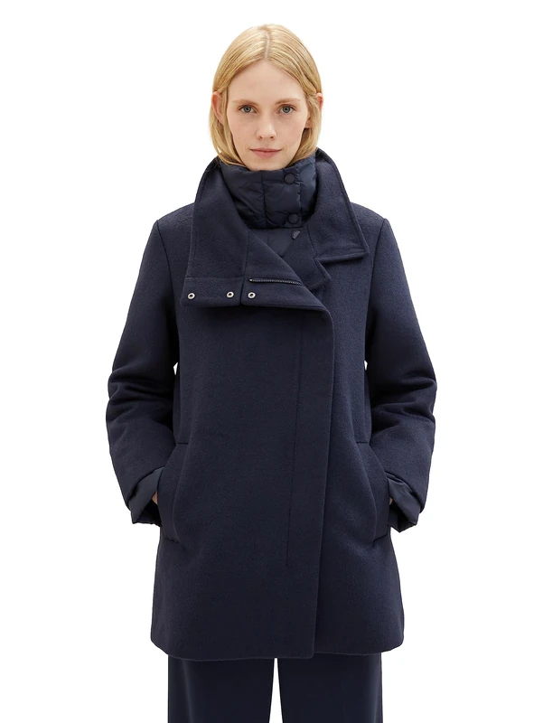 TOM TAILOR Women's 1037558 Coat with Stand-Up Collar (Pack of 1), 10668 - Sky Captain Blue, S