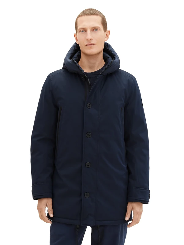 TOM TAILOR Men's Casual Winter Parka with Hood 1037352, 10668 - Sky Captain Blue, XXL