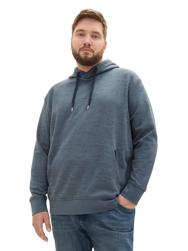 TOM TAILOR Men's 1039952 Basic Hoodie Look, 32437-dusty Dark Teal Spacedye, 3XL