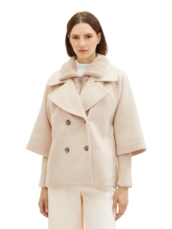 TOM TAILOR Women's Cape Jacket, 33755-bisque melange, XXL