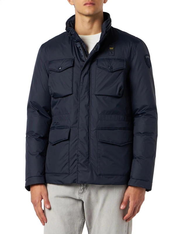 Blauer Blouson Ribbons Padded Jacket Man, 888 Blue, L - Image 1