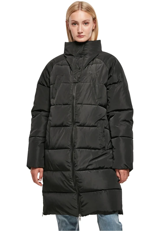 Urban Classics Women's Ladies High Neck Puffer Coat Jacket, Black, XS