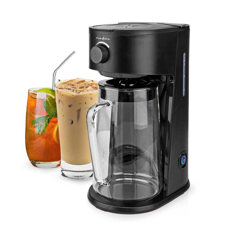 Nedis Ice Tea and Iced Coffee Maker - Hot & Cold Brewing with 2.5L Pitcher, 700W Power, Adjustable Strength Dial, Pod-Free Brewing, Dishwasher-Safe, Black - Image 1