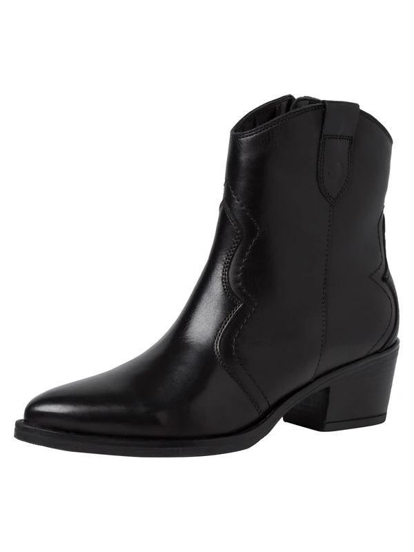 Tamaris Women's Flat Cowboy Boot, Black (Black Leather), 6.5 UK