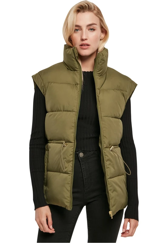 Urban Classics Women's Ladies Waisted Puffer Vest, Olive, 4XL